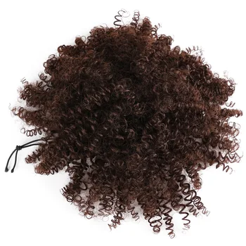 

Short Synthetic Hair Bun Drawstring Ponytail Afro Puff Chignon Brown Color For Women Kinky Curly Updo Clip Hair Extension