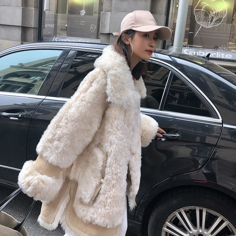 Женское пальто из натурального овчины зимнее 2020 натуральной кожи в Корейском