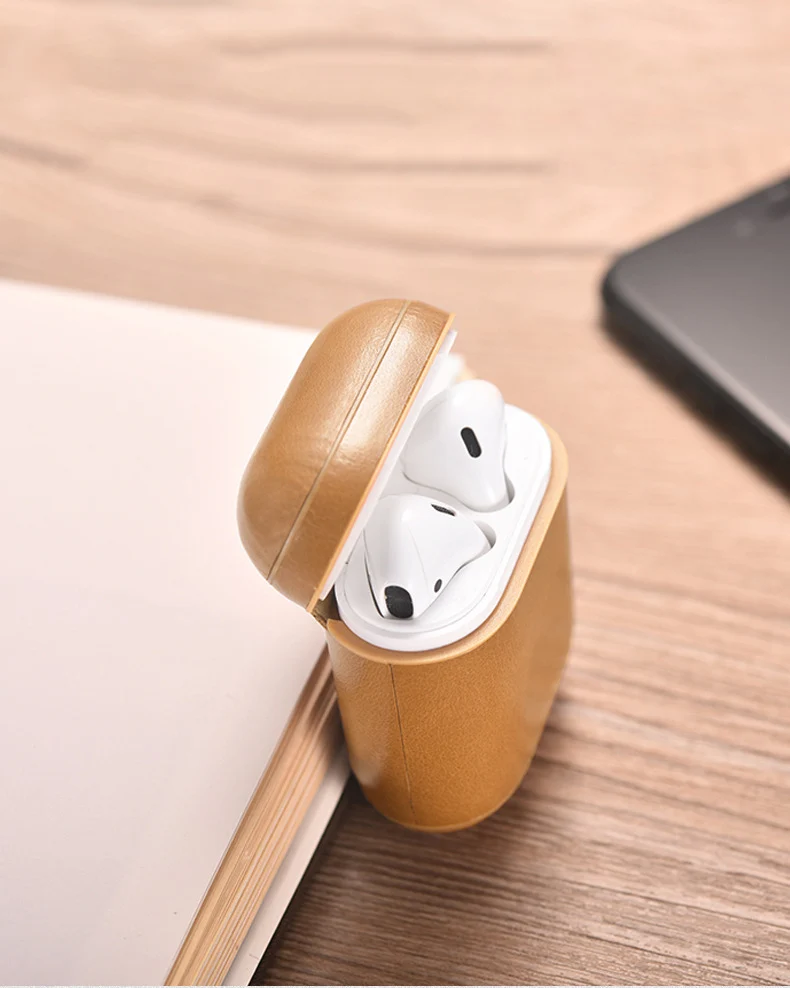 Чехол из натуральной кожи для Apple Airpods 1 2 Bluetooth наушники для Air pod чехол противоударный защитный чехол для наушников