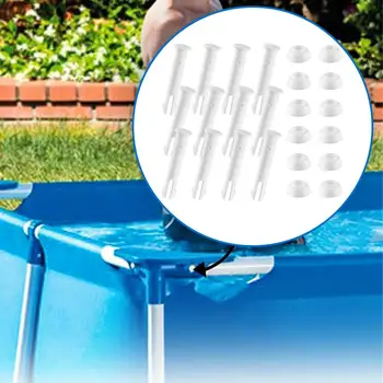 

12PCS Plastic Pool Joint Pins Rubber Seals For Intex 10'-12' Above Ground Metal Frame Pools Pool Replacement Parts 28270-28272