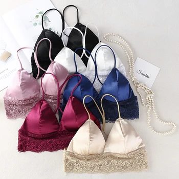 

Silk Sexy Bra Triangle Cup Push-up Adjustable Underwear Intimates Women Comfort Bralette Soft Seamless Lingerie нижнее белье
