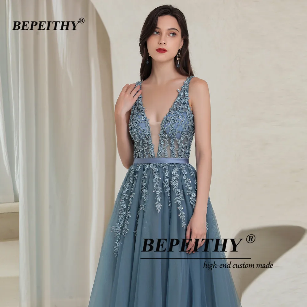 Bepeithy-vestido longo de noite, elegante, com decote