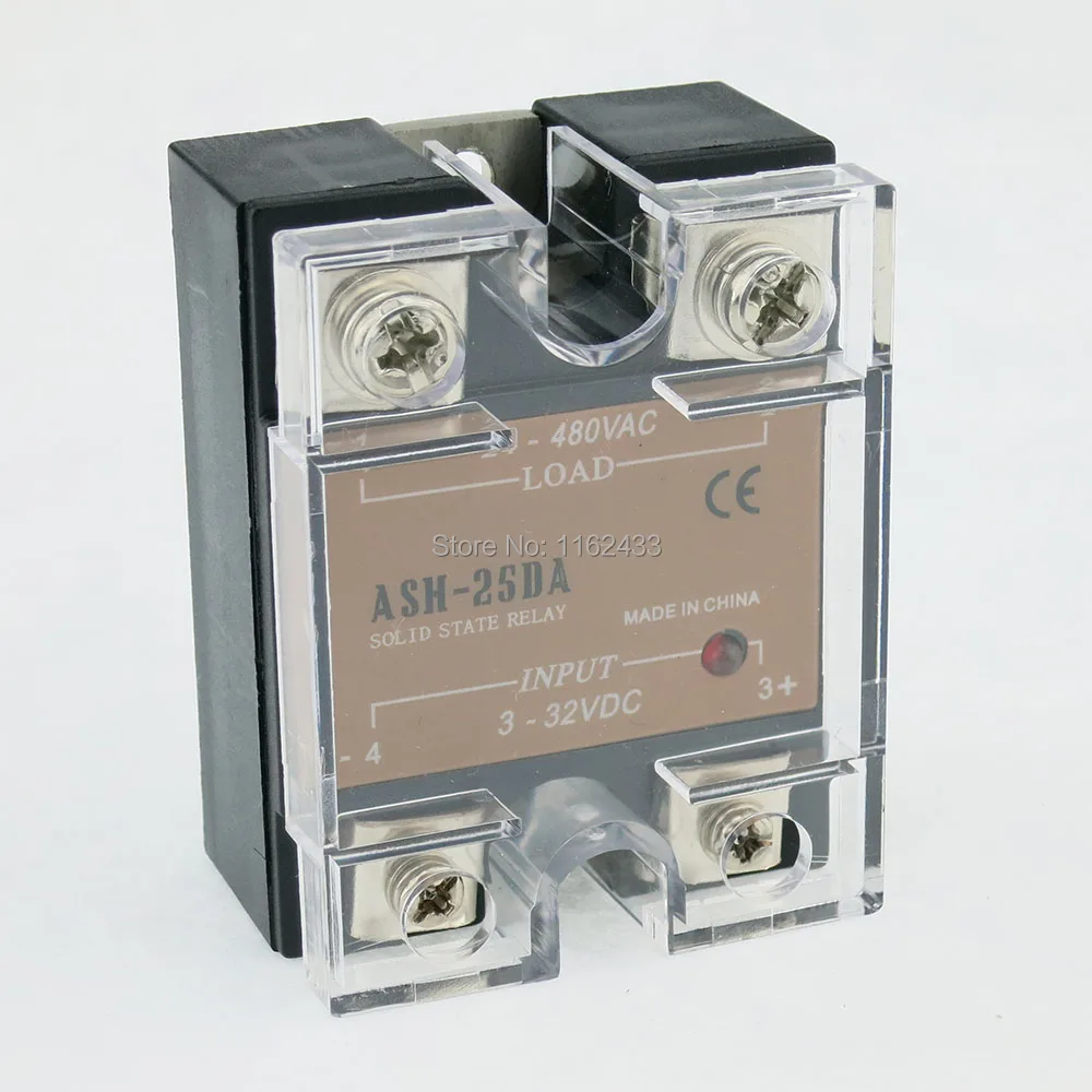 

ASH-25DA Однофазное твердотельное реле постоянного тока в переменный ток 25 А 480 В переменного тока 25DA SSR