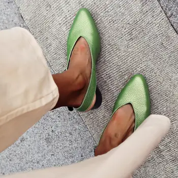 

BERZIMER Genuine LEATHER Women Mid Heels Block Heel Pumps Summer Sandals Zapatos Tacones Altos Casual Shoes Woman Size 33 39 43