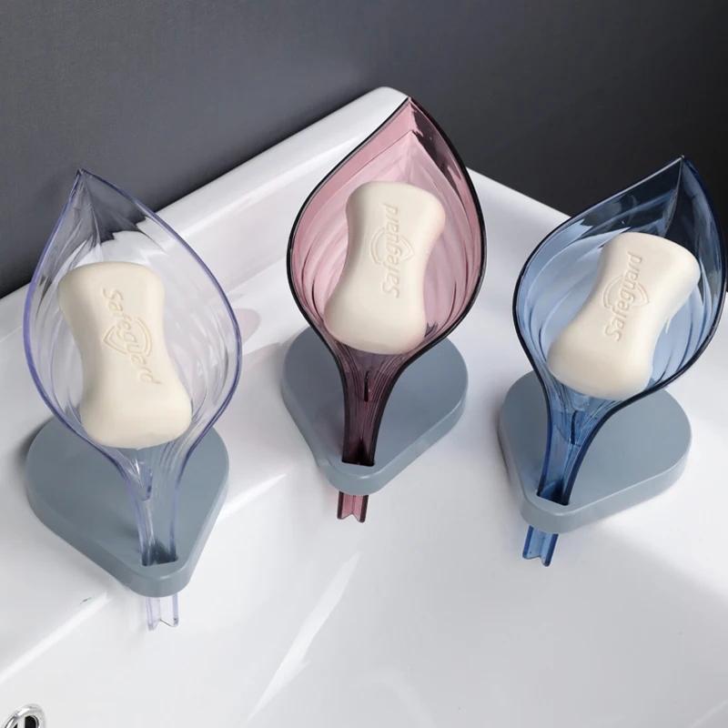 Soporte de jabón en forma de hoja para baño, estante de almacenamiento creativo, bandeja de placa de almacenamiento, caja de jabón, artículos de baño