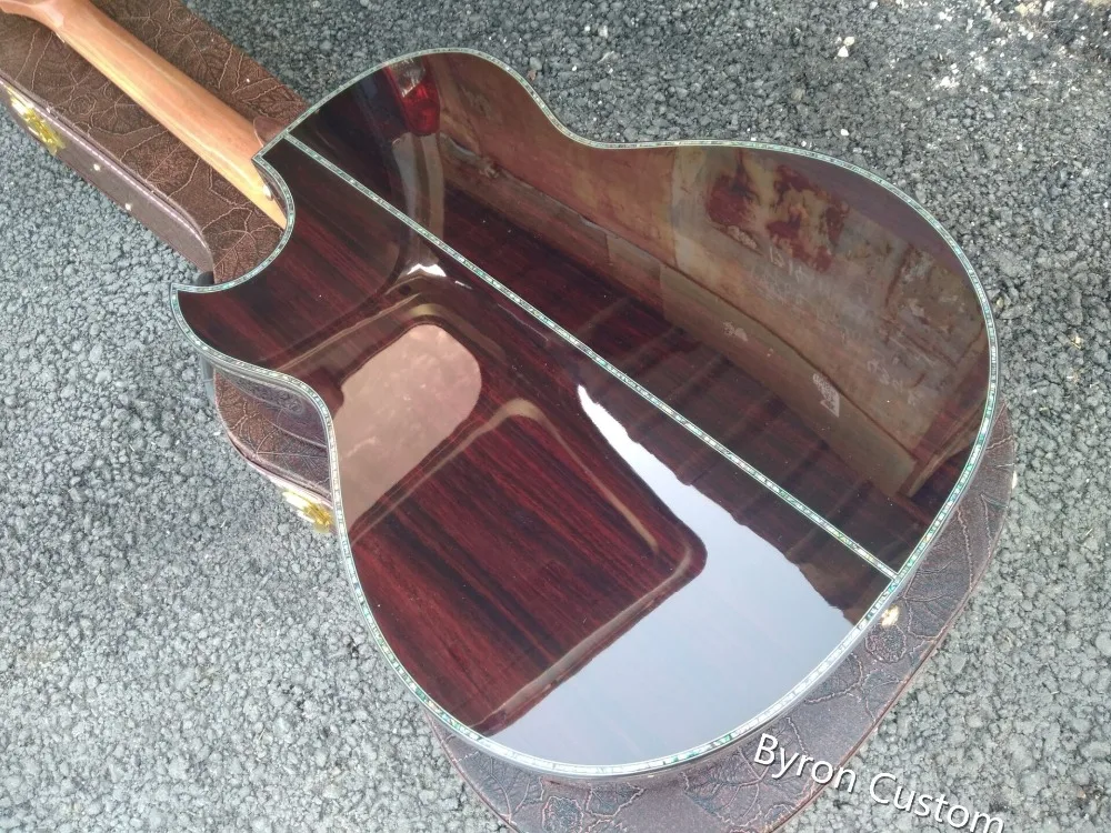 AAA все твердые деревянные пользовательские гитары ручной работы Байрон cutaway профессиональная акустическая электрогитара