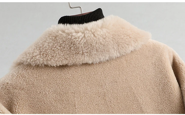 GOURS Winter Women Real Fur Coats and Jackets Natural Wool Clothes Beige Fashion Thick Warm Full Sleeve New Arrival LD903