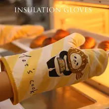 Panda Чистый хлопок тепло Нескользящие выпечки высокая температура анти-обжигающие перчатки толстые Микроволновая Печь анти-высокая изоляция перчатки