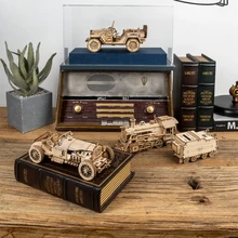 Jouet d'assemblage en bois Robotime Rolife, bricolage créatif, train à vapeur fait à la main, voiture classique, puzzle 3D pour enfants