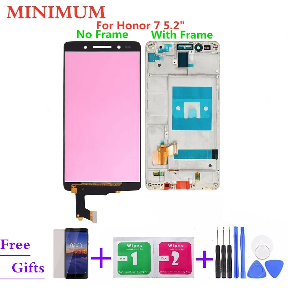

For Huawei Honor 7 5.2" LCD Display Touch Screen Digitizer With Frame For Honor7 PLK-TL01H PLK-AL10 PLK-UL00 PLK-AL10 LCDs