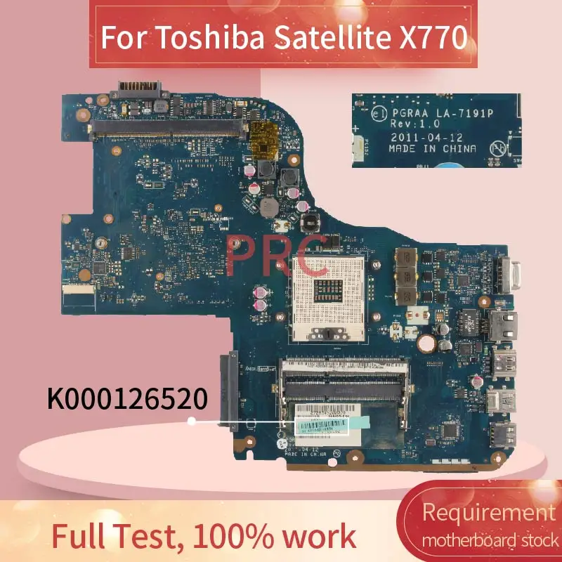 K000126520 для Toshiba Qosmio X770 107 материнская плата ноутбука PGRAA LA 7191P HM65 DDR3 | Материнские платы для ноутбуков -4001308971211