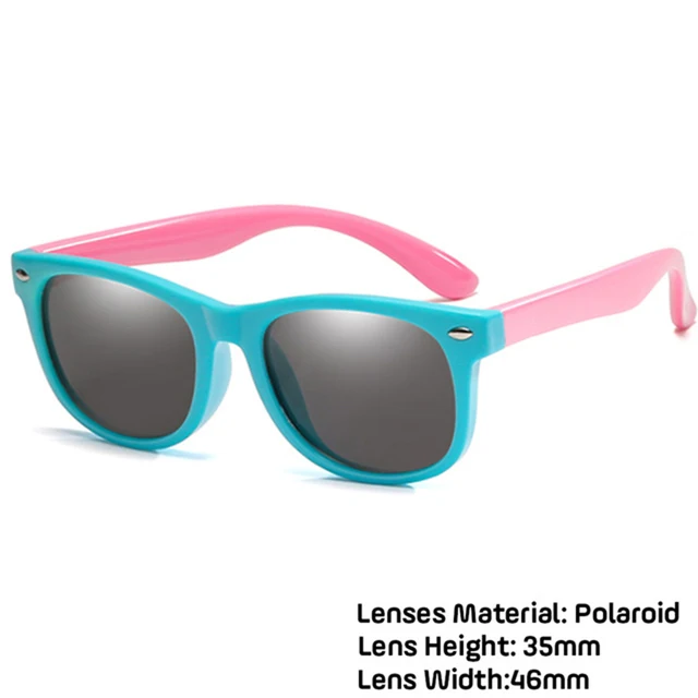 LongKeeper Kids Polarized Sunglasses TR90 Boys Girls Sun Glasses Silicone Safety Glasses Gift For Children Baby UV400 Eyewear light blue pink