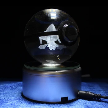 

Dropping Nice 3D Pokemon Go Crystal Ball Engraving Jirachi Sculpture Games Fans Souvenirs
