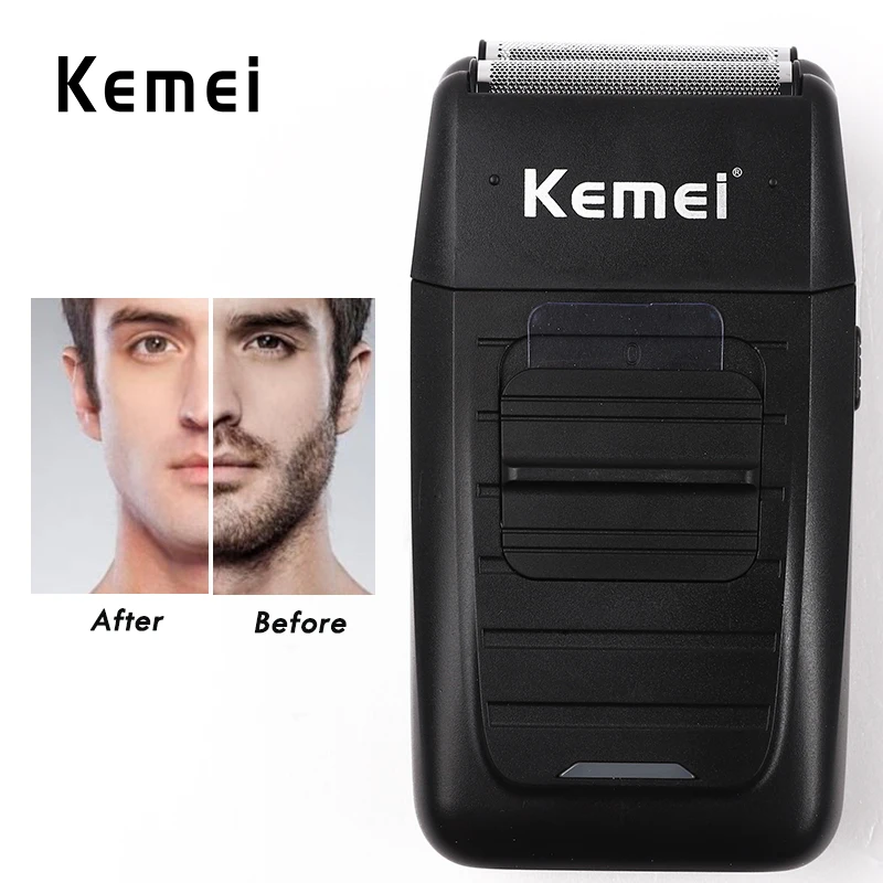 Kemei KM-1102 Аккумуляторная Беспроводная Бритва для мужчин с двумя лезвиями, возвратно-поступательная Бритва для бороды, уход за лицом, многофункциональный мощный триммер - Цвет: US PLUG