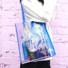 MENOGGA, женская прозрачная сумка, сумка через плечо, прозрачный ПВХ, сумка-тоут, парча, узор, прочная, повседневная, сумка для покупок, вместительный Размер