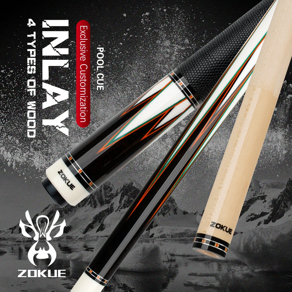 

ZOKUE Pool Cue Real Wood Inlay Professional Stick 12.2-12.5mm Genuine Leather Radial Joint Kit Precious Wood Billar Cue