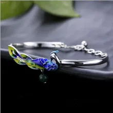 Стиль Модные ювелирные изделия Серебро s925 чистого серебра Малахит леди браслет перегородчатая тайская Серебряный браслет для женщин