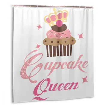 

CHARM HOME Princess Or Prince King & Queen Cupcake Plastic Shower Curtain 66x72 In Customized Bathroom Waterproof Polyester