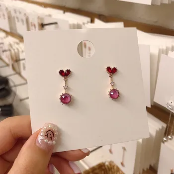 

2020 New contracted Heart fine crystal sweet Drop earrings joker fashion small Korean geometric Women earrings