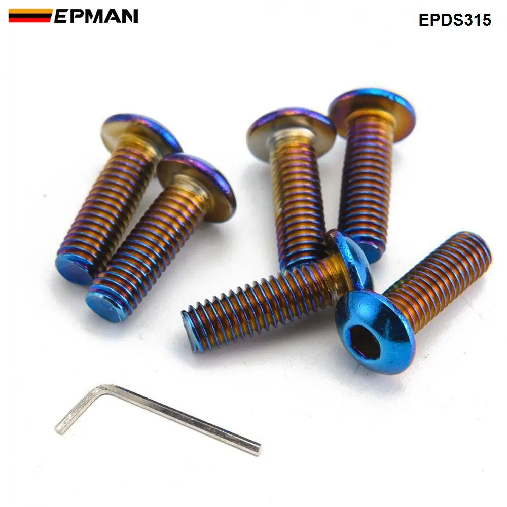 Epman 6 Pcs Verbrannt (Neochrome) Edelstahl Lenkrad Bolzen 