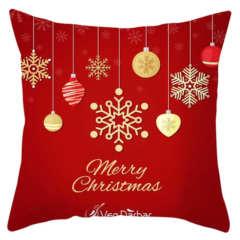Полиэстер наволочка лося диван Счастливого Рождества Санта Клаус красный Рождественский Чехол на подушку Снежинка автомобиль подушка, домашний декор