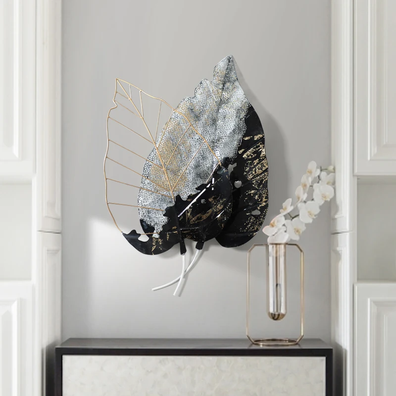 Простой Европейский кованого железа настенный лист ремесла украшения дома гостиной крыльцо 3D настенная наклейка настенные металлические украшения Искусство