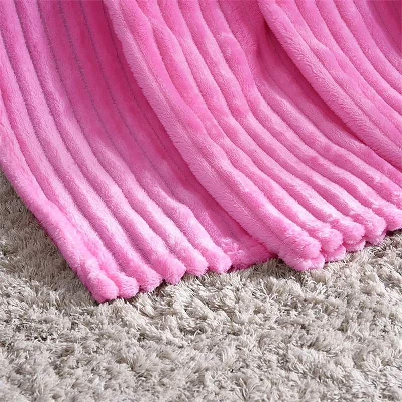 Новые полосатые фланелевые однотонные одеяла из кораллового флиса, зимний лежак, покрывало для дивана, мягкие пушистые одеяла, Декор