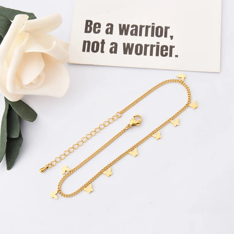 Ankle Chains 316L Stainless Steel Fashion Jewelry Minimalism Casual Gold Color Many Butterflies Charm Chain Anklet For Women Tobilleras