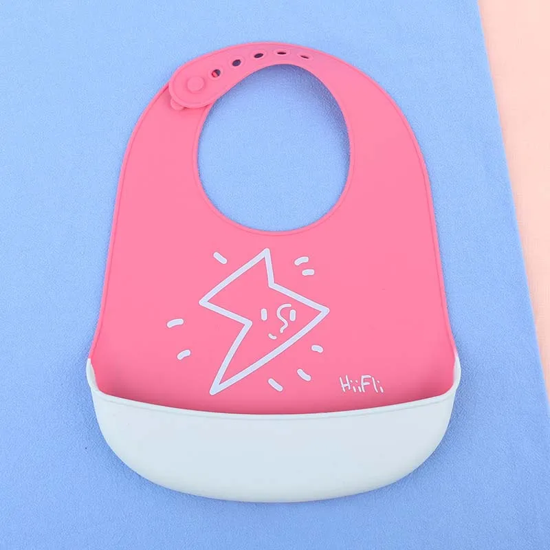 Pink lightning Водонепроницаемый детские силиконовые нагрудники, Слюнявчики, Одежда для младенцев Дети Регулируемый передник для кормления для новорожденных мальчиков и девочек; цветной платок-слюнявчик От 0 до 4 лет - Цвет: Pink lightning
