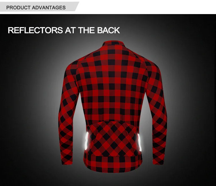 WOSAWE Men's Plaid Cycling Jersey Long 