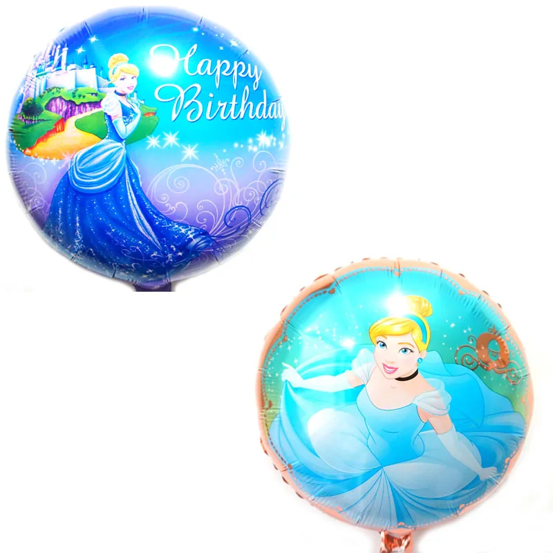 

10pcs/lot new style 18inch round Cinderelle princess foil balloon for girl happy birthday balloons party supply