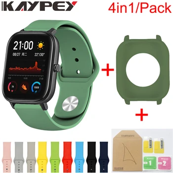 

4in1/Pack Silicone Soft Strap For Xiaomi Huami Amazfit GTS Watch Wrist Strap Bracelet Amazfit GTS Case Cover screen protector