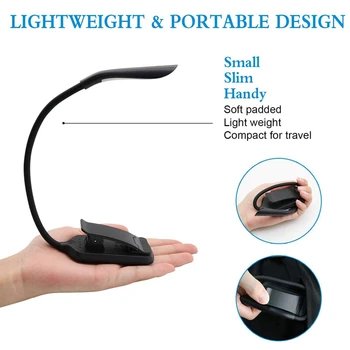 

New Reading Light, Rechargeable Book Light Clip on Book in Bed At Night 7 LED 3 Brightness Daylight Eye-Care 2 Oz Lightweight La