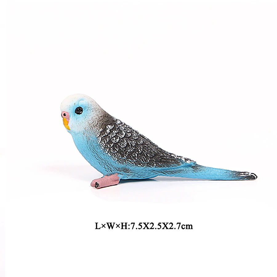 Blue Budgerigar Модели птиц, морской Орел, попугай, индейка, райская птица, фламинго, Макау, Чайка, украшение для сада, ПВХ экшн-фигурки животных, детские игрушки - Цвет: Blue Budgerigar