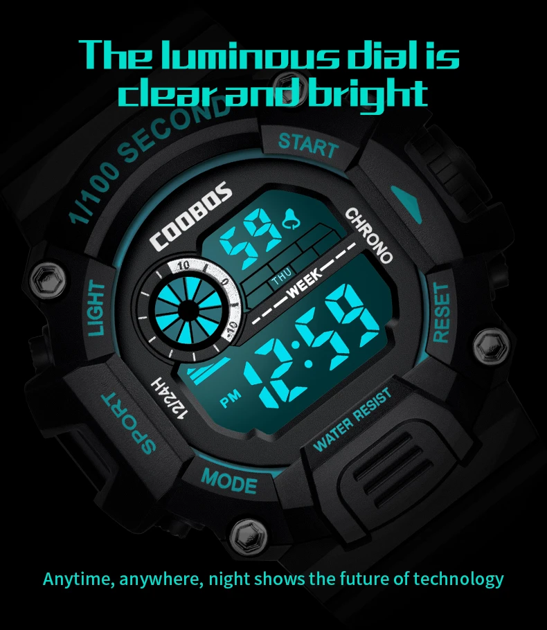 digital sports watch COOBOS Digital Watch Men Waterproof Electronic LED Watches Luminous Alarm Clock Sports Man Militray Clock Gift reloj hombre ladies digital watch