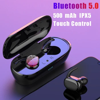 

Touch control wireless headphones waterproof Sport TWS bluetooth earphone Stereo bass earbuds headset with microphone for phones