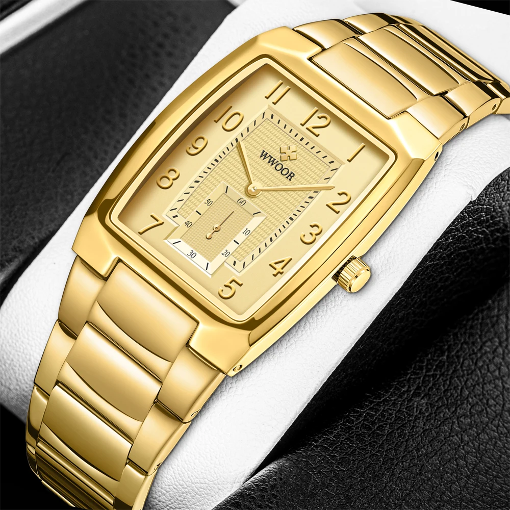 Elegant Gold Women's Waterproof Square Wristwatch with Steel Bracelet