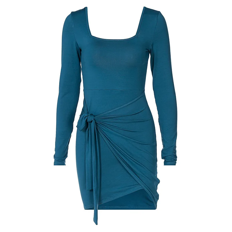 Waliicorners Full Sleeve Stacked Lace-up Sexy Skinny Backless Office Lady Elegant Square Collar Bandage Pencil Dresses 14 H13832b06f8f444b5b88f43c7ba27ff1eI