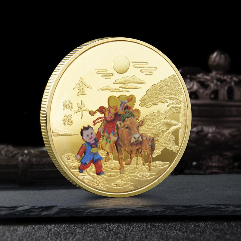 1PC 2021 Year of The Ox Commemorative Coin Chinese Zodiac Souvenir Non-currency Coins for Home Decoration Collection Gift | Дом и сад