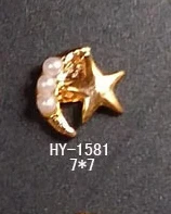 HY-1581 10pcs 10 шт./лот, золото/серебро сплав дизайн ногтей 3d с плоской задней частью AB боковые бриллианты жемчужные ювелирные изделия Стразы для ногтей Типсы украшения - Цвет: HY-1581 10pcs