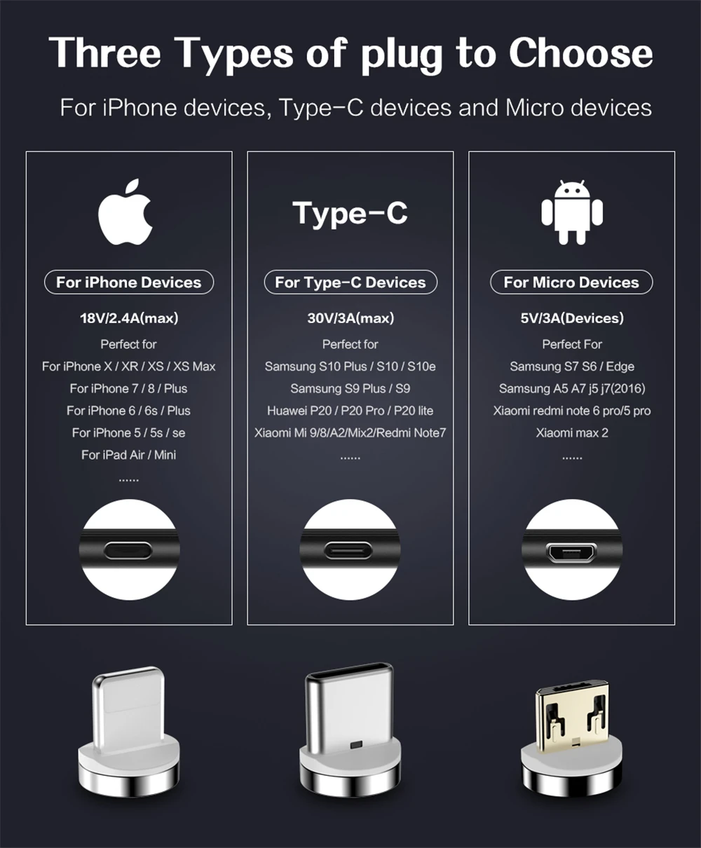 Магнитный usb-кабель votoon 2 м, 3 А, быстрая зарядка, Micro USB type-C кабель для iPhone 11 Pro, samsung S10, Xiaomi, магнитное usb-зарядное устройство