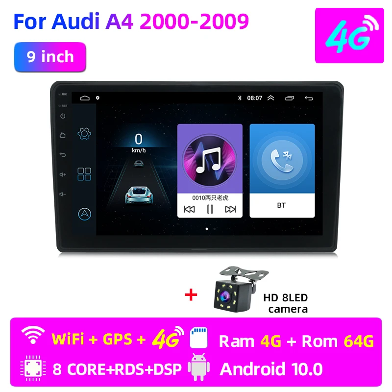 LUBELA-9 inch 2din Android car radio GPS navigation multimedia video player with bluetooth stereo receiver audio for Audi A4 B6 car stereo Car Radios