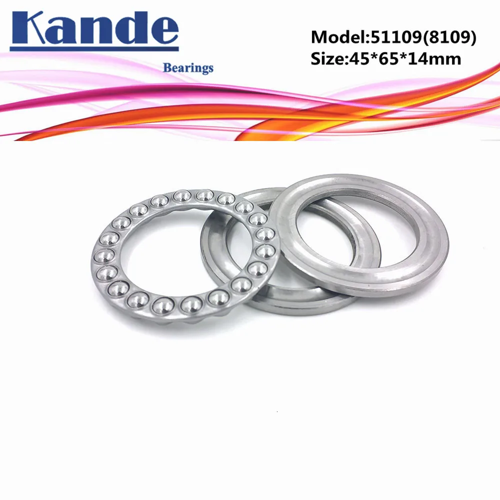 Kande 51109 8109 2шт 45x65x14 ABEC-1 подшипник с плоской тягой шарикоподшипник Осевой Упорный подшипник 8109