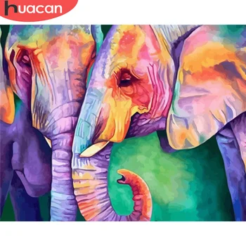 

HUACAN Paint By Number Elephant Coloring By Numbers Animal Kits Hand Painted Painting Art Drawing On Canvas Gift DIY Home Decor