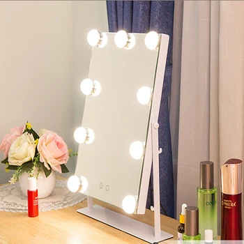 

Cosmetic Hollywood makeup Mirror with led light 10X Touch Dimmer Switch Operated Stand for Tabletop spiegel espelho зеркало VIP
