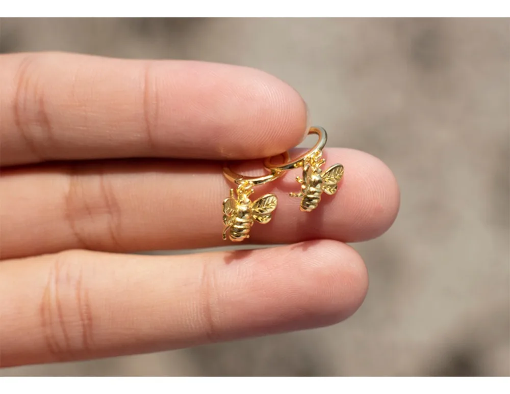 925 sterling silver earring fashion cute Insect bee drop short earring Personality wild trend female girl silver ear jewelry