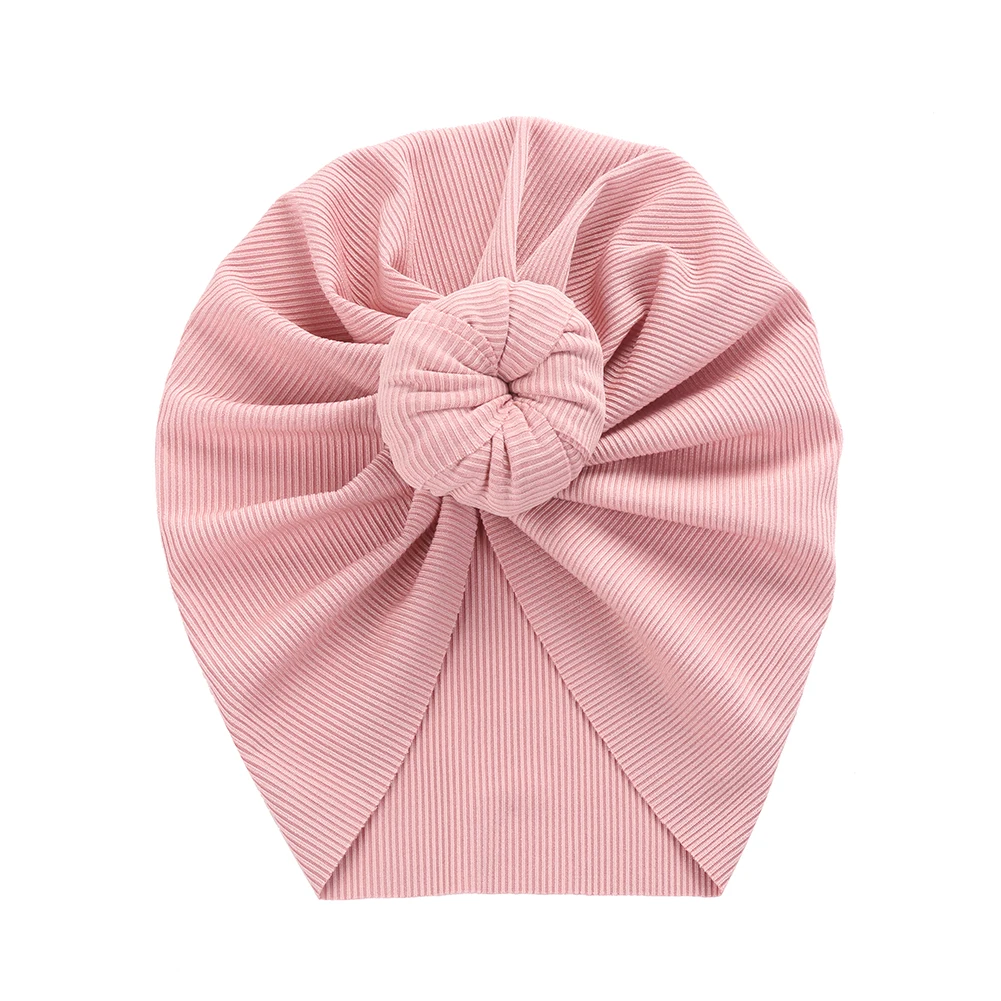 Solid Ribbed Bunny Knot Turban Hats for Baby Boys Girls Beanies Striped Thin Elastic Caps Bonnet Newborn Toddler 0-4T Headwraps baby accessories Baby Accessories