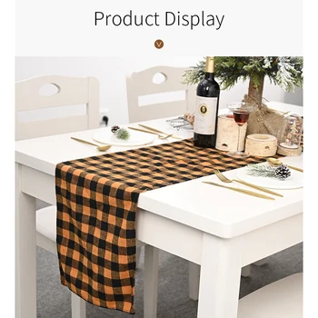 

Christmas Buffalo Check Plaid Table Runner for Family Dinner Party Events Polyester Cotton (12X106 In,Seats 8-10 People)
