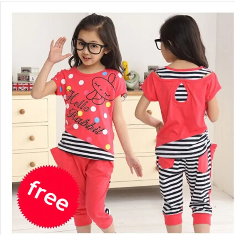 5-14T Girl Summer New Children Clothing Set Cotton Cartoon Letter Girls Clothes Casual Short-Sleeve Suit for kids clothing set,kids t shirt,girls clothing set,kids sports suit,boys clothing set,children sports suit,kids sweatshirt set