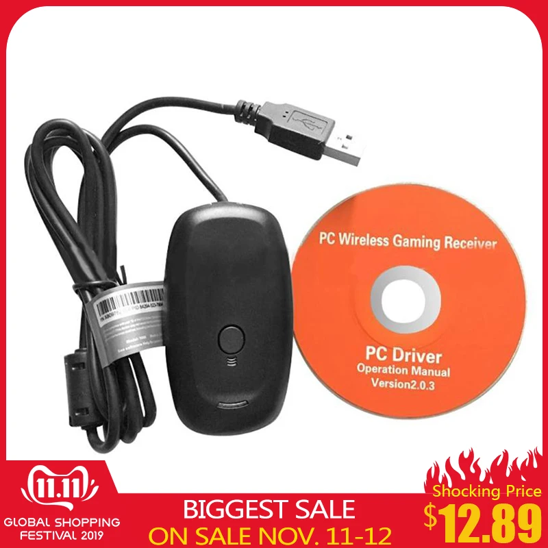 Online ALLOYSEED Wireless Gamepad PC Adapter USB Receiver Für Microsoft Xbox 360 Spielkonsole Controller Gaming USB PC Empfänger Mit CD